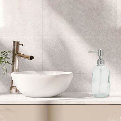 Cylinder Glossy Soap Dispenser 13.53oz Clear Silver Tone 1 Pc