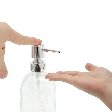 Rectangular Bottom Soap Dispenser 16.91oz Clear Silver 1 Pc