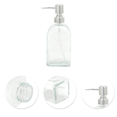 Rectangular Bottom Soap Dispenser 16.91oz Clear Silver 1 Pc
