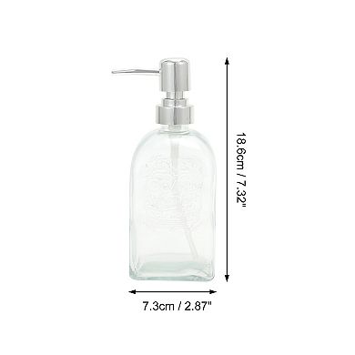 Rectangular Bottom Soap Dispenser 16.91oz Clear Silver 1 Pc