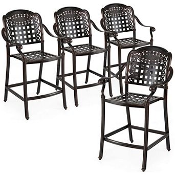 Costway 25.5” Outdoor Bar Stool with Ergonomic Back, Arms & Footrest for Garden