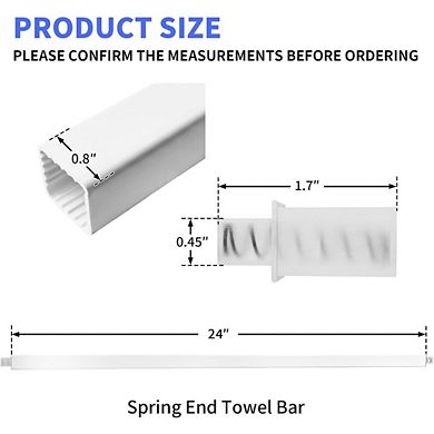 Great Ambitions 24" Towel Bar Replacement Rod, Spring-End Wall Mount