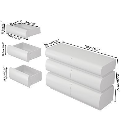 Gikpal Modern 6-Drawer Handle-less Dresser with Anti-Tip Safety Device