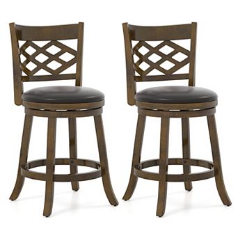 Costway 26” Counter Height Bar Stools with Rubber Wood Frame, Upholstered Seat