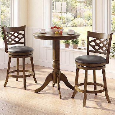 Costway 26” Counter Height Bar Stools with Rubber Wood Frame, Upholstered Seat