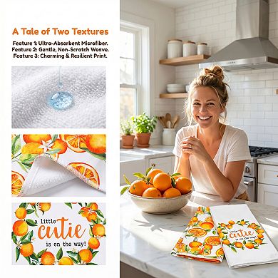 2 Pack Printed Kitchen Towels, Super Absorbent Soft Dish Towels, Reusable Towels for Kitchen 24"x16"