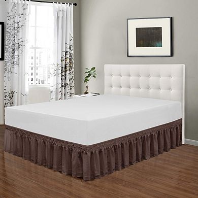 Wrap Around Elastic Eyelet Bed Skirt Dust Ruffle Brown Queen King