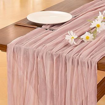 3-Pack Pink Cheesecloth Table Runners, Boho Rustic Wedding & Party Decor