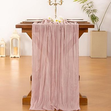 3-Pack Pink Cheesecloth Table Runners, Boho Rustic Wedding & Party Decor