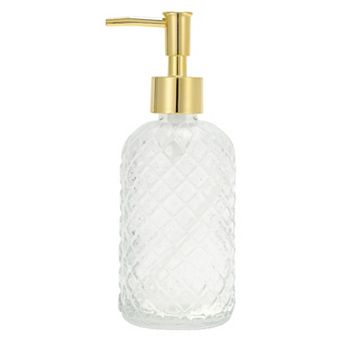 Cylinder Argyle Soap Dispenser 12.17oz Clear Gold Tone 1 pc