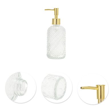 Cylinder Argyle Soap Dispenser 12.17oz Clear Gold Tone 1 Pc