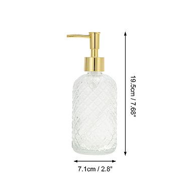 Cylinder Argyle Soap Dispenser 12.17oz Clear Gold Tone 1 Pc