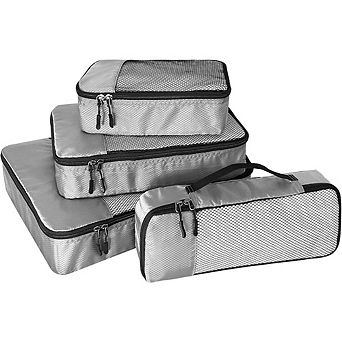 Great Ambitions Grey 4 pc Packing Cube Set with Mesh Tops, Organize Luggage with Ease