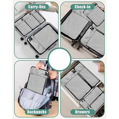 Great Ambitions Grey 4-Piece Packing Cube Set with Mesh Tops, Organize Luggage with Ease
