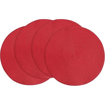 15 Inch Round Braided Placemats Set of 4, Washable Heat Resistant Cotton Polyester Circle Place Mats
