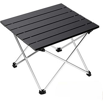 Great Ambitions Portable Camping Table, Aluminum Top, Folding, for Outdoor, Beach, Picnic, Black