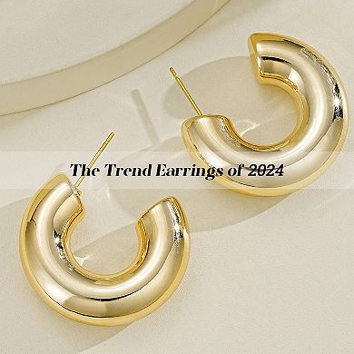 ZUQIETA 42-Pair Gold Hoop Earring Set - Chunky, Pearl & Twisted Mix for Party