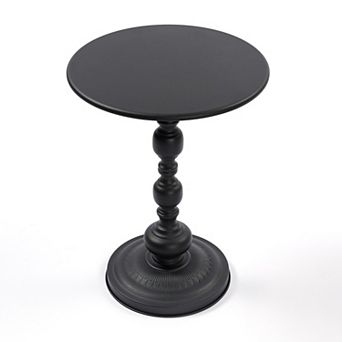 Black Round 15.7" x 20" Side Table for Sofa Bedside Nightstand