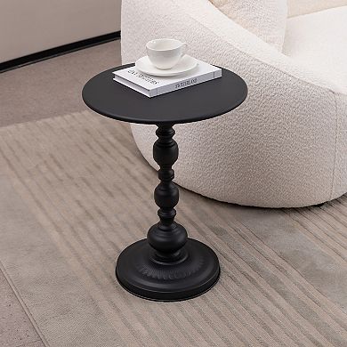 Black Round 15.7" x 20" Side Table for Sofa Bedside Nightstand