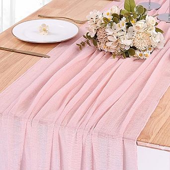 Pink Cheesecloth Table Runner Boho Gauze, Rustic Decor