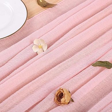 Pink Cheesecloth Table Runner Boho Gauze, Rustic Decor