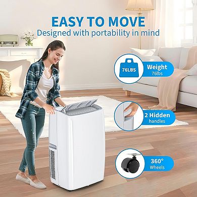 Quiet Portable Air Conditioner 14000BTU, Energy Efficient AC, Portable Cooling for Bedroom & Office