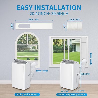 Quiet Portable Air Conditioner 14000BTU, Energy Efficient AC, Portable Cooling for Bedroom & Office