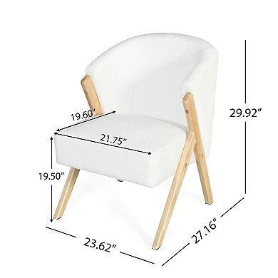 TEINIE Modern Accent Chair White Polyester Upholstery Solid Wood Frame