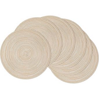 Great Ambitions Set of 6 Round Braided Placemats, 15", Heat Resistant, Washable, Natural
