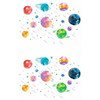 Space Wall Decals for Ceiling, Glowing Planets Wall Removable Stickers 2 Sheets 15.0 x 11.0 inch