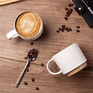 Great Ambitions 4-Pack 12oz Textured Ceramic Coffee Mugs, Stackable, Dishwasher Safe, Off-White