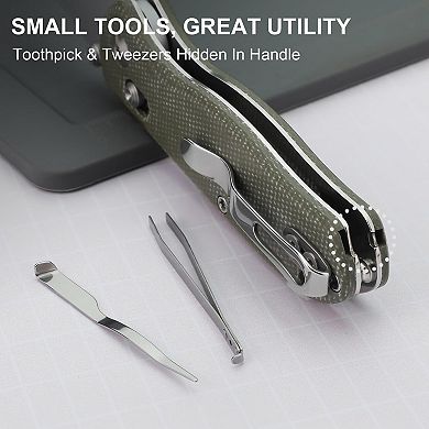 Kizer Drop Bear Utility Pocket Knife, One-Handed Folding Box Cutter - 5 Extra Blades