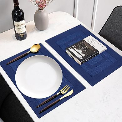 Placemats,Washable Vinyl Woven Table Mats, Placemats for Dining Table Set of 4 (18 x 12 inches)