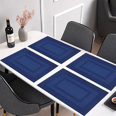 Placemats,Washable Vinyl Woven Table Mats, Placemats for Dining Table Set of 4 (18 x 12 inches)