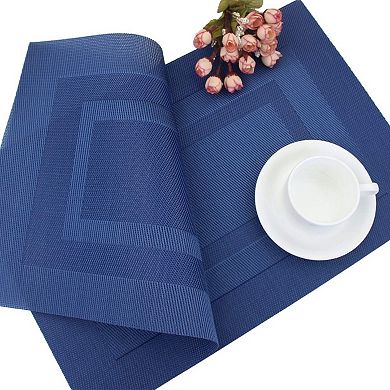Placemats,Washable Vinyl Woven Table Mats, Placemats for Dining Table Set of 4 (18 x 12 inches)
