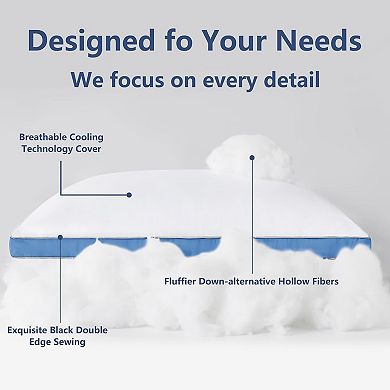 Pillows Standard Size Set of 2, Soft Supportive 3D Down Alternative Bed Pillow 2 Pack,18x26