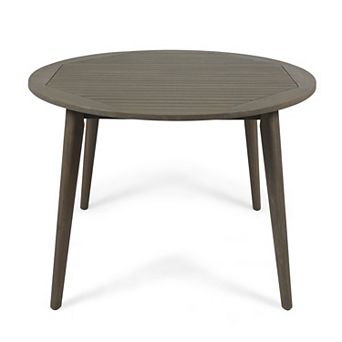 TEINIE 47" Round Outdoor Acacia Wood Dining Table Teak Finish