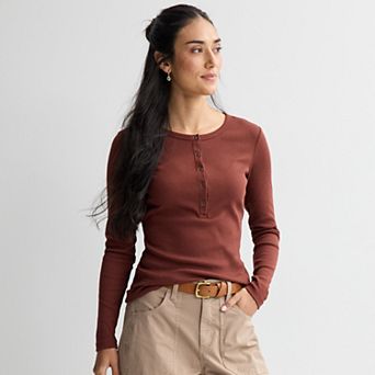 Women's Sonoma Goods For Life® Long Sleeve Crew Neck Henley