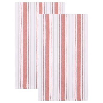 2 Pack Striped Cotton Kitchen Towels Reusable Machine Washable Hand Towels for Cooking 26" x 18"