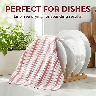 2 Pack Striped Cotton Kitchen Towels Reusable Machine Washable Hand Towels for Cooking 26" x 18"