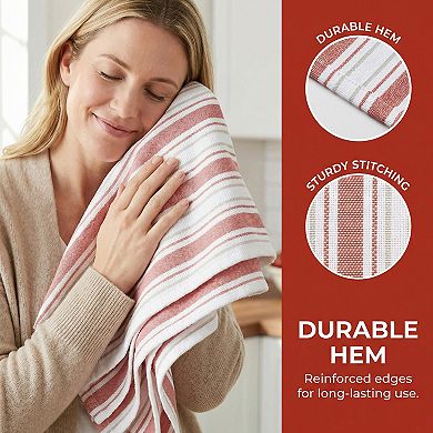 2 Pack Striped Cotton Kitchen Towels Reusable Machine Washable Hand Towels for Cooking 26" x 18"