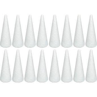 16 Pack Foam Cone Craft Set 2.76 x 7.2 in White Polystyrene Cones