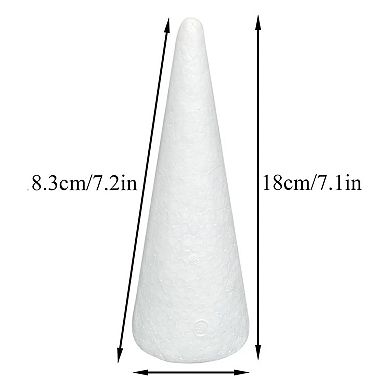 16 Pack Foam Cone Craft Set 2.76 x 7.2 in White Polystyrene Cones