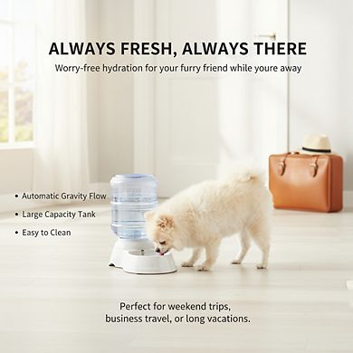 Gray Gravity Pet Water Dispenser 1 Gallon, Easy Clean for Cats Dogs