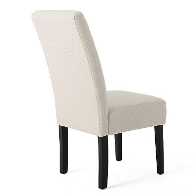 TEINIE Upholstered Dining Chairs Set of 2 Beige Fabric Dark Brown Legs