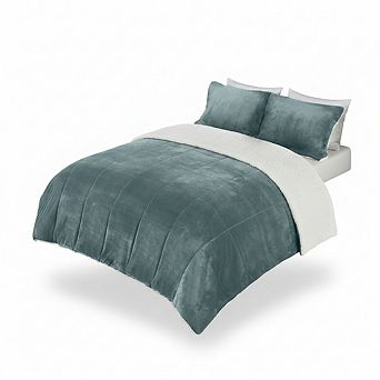 King Micromink Sherpa Comforter Set, 3 pc Ultra-Soft & Plush Warm for Fall Winter