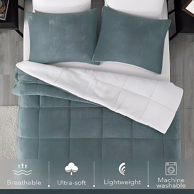 King Micromink Sherpa Comforter Set, 3pc Ultra-Soft & Plush Warm for Fall Winter