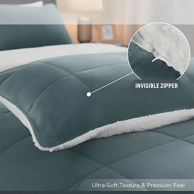 King Micromink Sherpa Comforter Set, 3pc Ultra-Soft & Plush Warm for Fall Winter