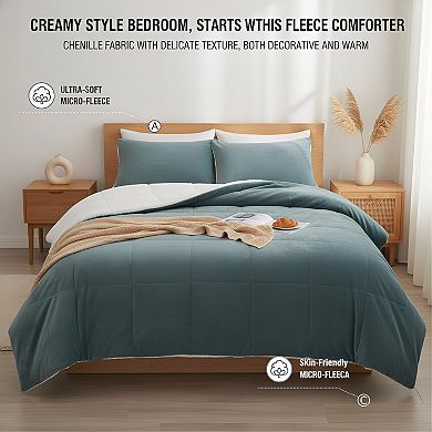 King Micromink Sherpa Comforter Set, 3pc Ultra-Soft & Plush Warm for Fall Winter