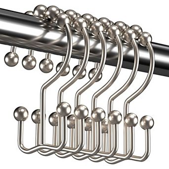 Shower Curtain Hooks Rings, Rust Resistant Metal Double Glide Shower Hooks Rings Set of 12 Hooks